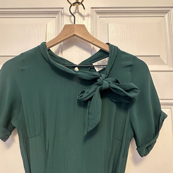 The Seamstress Of Bloomsbury 8 UK 4 US Dress Midi 1940s 1930s Crepe Dark Green - Picture 5 of 8